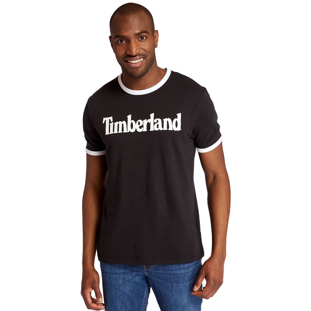 Tricouri Timberland Barbati Negrii - Tbl® Linear Logo Ringer - Romania - XCNBGR321